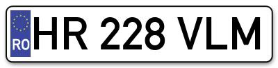 Placuta inmatriculare numar auto  HR-228-VLM, HR 228 VLM, HR228VLM