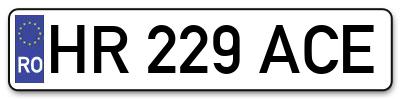 Placuta inmatriculare numar auto  HR-229-ACE, HR 229 ACE, HR229ACE