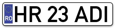 Placuta inmatriculare numar auto  HR-23-ADI, HR 23 ADI, HR23ADI