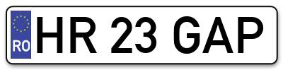 Placuta inmatriculare numar auto  HR-23-GAP, HR 23 GAP, HR23GAP
