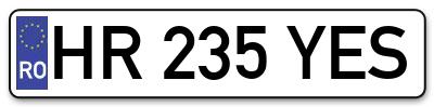 Placuta inmatriculare numar auto  HR-235-YES, HR 235 YES, HR235YES