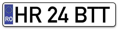 Placuta inmatriculare numar auto  HR-24-BTT, HR 24 BTT, HR24BTT