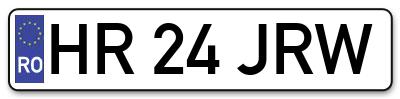 Placuta inmatriculare numar auto  HR-24-JRW, HR 24 JRW, HR24JRW