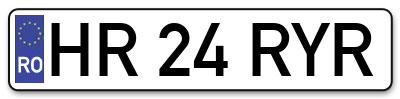 Placuta inmatriculare numar auto  HR-24-RYR, HR 24 RYR, HR24RYR
