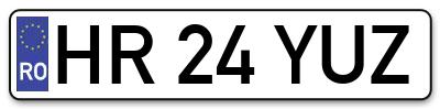Placuta inmatriculare numar auto  HR-24-YUZ, HR 24 YUZ, HR24YUZ