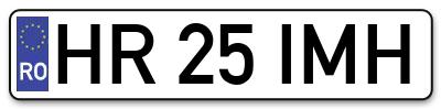 Placuta inmatriculare numar auto  HR-25-IMH, HR 25 IMH, HR25IMH