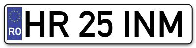 Placuta inmatriculare numar auto  HR-25-INM, HR 25 INM, HR25INM