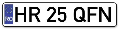 Placuta inmatriculare numar auto  HR-25-QFN, HR 25 QFN, HR25QFN