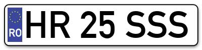 Placuta inmatriculare numar auto  HR-25-SSS, HR 25 SSS, HR25SSS