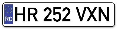 Placuta inmatriculare numar auto  HR-252-VXN, HR 252 VXN, HR252VXN