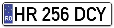 Placuta inmatriculare numar auto  HR-256-DCY, HR 256 DCY, HR256DCY