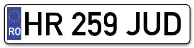 Placuta inmatriculare numar auto  HR-259-JUD, HR 259 JUD, HR259JUD