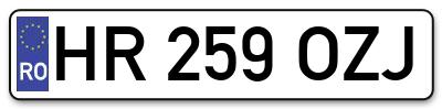 Placuta inmatriculare numar auto  HR-259-OZJ, HR 259 OZJ, HR259OZJ