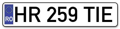 Placuta inmatriculare numar auto  HR-259-TIE, HR 259 TIE, HR259TIE
