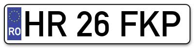 Placuta inmatriculare numar auto  HR-26-FKP, HR 26 FKP, HR26FKP