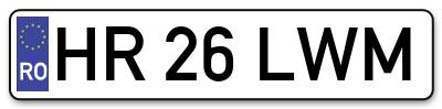 Placuta inmatriculare numar auto  HR-26-LWM, HR 26 LWM, HR26LWM
