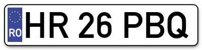 Placuta inmatriculare numar auto  HR-26-PBQ, HR 26 PBQ, HR26PBQ