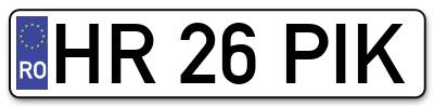 Placuta inmatriculare numar auto  HR-26-PIK, HR 26 PIK, HR26PIK