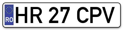 Placuta inmatriculare numar auto  HR-27-CPV, HR 27 CPV, HR27CPV
