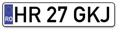 Placuta inmatriculare numar auto  HR-27-GKJ, HR 27 GKJ, HR27GKJ