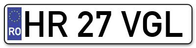 Placuta inmatriculare numar auto  HR-27-VGL, HR 27 VGL, HR27VGL
