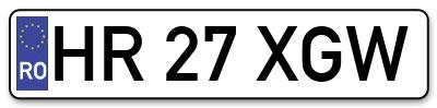 Placuta inmatriculare numar auto  HR-27-XGW, HR 27 XGW, HR27XGW
