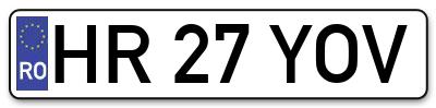 Placuta inmatriculare numar auto  HR-27-YOV, HR 27 YOV, HR27YOV