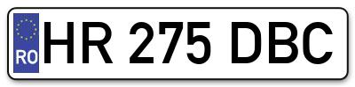 Placuta inmatriculare numar auto  HR-275-DBC, HR 275 DBC, HR275DBC