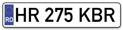 Placuta inmatriculare numar auto  HR-275-KBR, HR 275 KBR, HR275KBR
