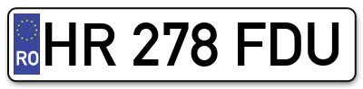 Placuta inmatriculare numar auto  HR-278-FDU, HR 278 FDU, HR278FDU