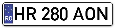 Placuta inmatriculare numar auto  HR-280-AON, HR 280 AON, HR280AON