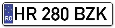Placuta inmatriculare numar auto  HR-280-BZK, HR 280 BZK, HR280BZK