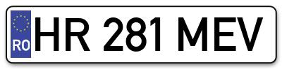 Placuta inmatriculare numar auto  HR-281-MEV, HR 281 MEV, HR281MEV