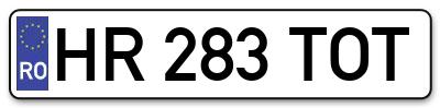 Placuta inmatriculare numar auto  HR-283-TOT, HR 283 TOT, HR283TOT