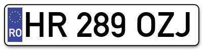 Placuta inmatriculare numar auto  HR-289-OZJ, HR 289 OZJ, HR289OZJ