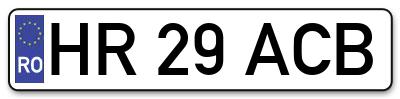 Placuta inmatriculare numar auto  HR-29-ACB, HR 29 ACB, HR29ACB