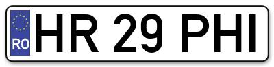 Placuta inmatriculare numar auto  HR-29-PHI, HR 29 PHI, HR29PHI