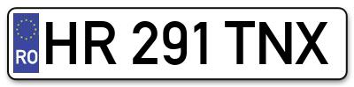 Placuta inmatriculare numar auto  HR-291-TNX, HR 291 TNX, HR291TNX