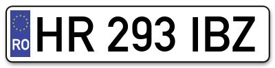 Placuta inmatriculare numar auto  HR-293-IBZ, HR 293 IBZ, HR293IBZ