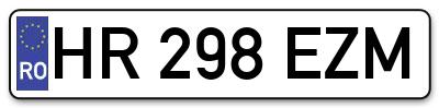 Placuta inmatriculare numar auto  HR-298-EZM, HR 298 EZM, HR298EZM