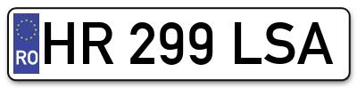 Placuta inmatriculare numar auto  HR-299-LSA, HR 299 LSA, HR299LSA