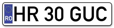 Placuta inmatriculare numar auto  HR-30-GUC, HR 30 GUC, HR30GUC