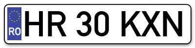 Placuta inmatriculare numar auto  HR-30-KXN, HR 30 KXN, HR30KXN