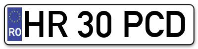 Placuta inmatriculare numar auto  HR-30-PCD, HR 30 PCD, HR30PCD