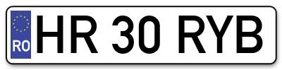 Placuta inmatriculare numar auto  HR-30-RYB, HR 30 RYB, HR30RYB