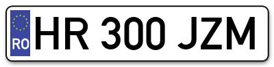 Placuta inmatriculare numar auto  HR-300-JZM, HR 300 JZM, HR300JZM