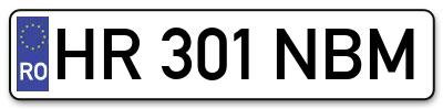 Placuta inmatriculare numar auto  HR-301-NBM, HR 301 NBM, HR301NBM