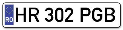 Placuta inmatriculare numar auto  HR-302-PGB, HR 302 PGB, HR302PGB