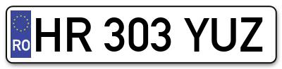 Placuta inmatriculare numar auto  HR-303-YUZ, HR 303 YUZ, HR303YUZ