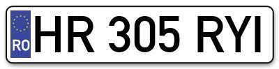 Placuta inmatriculare numar auto  HR-305-RYI, HR 305 RYI, HR305RYI